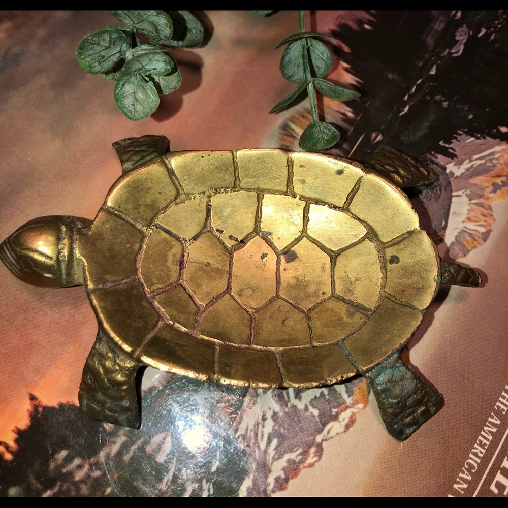Vintage brass turtle dish